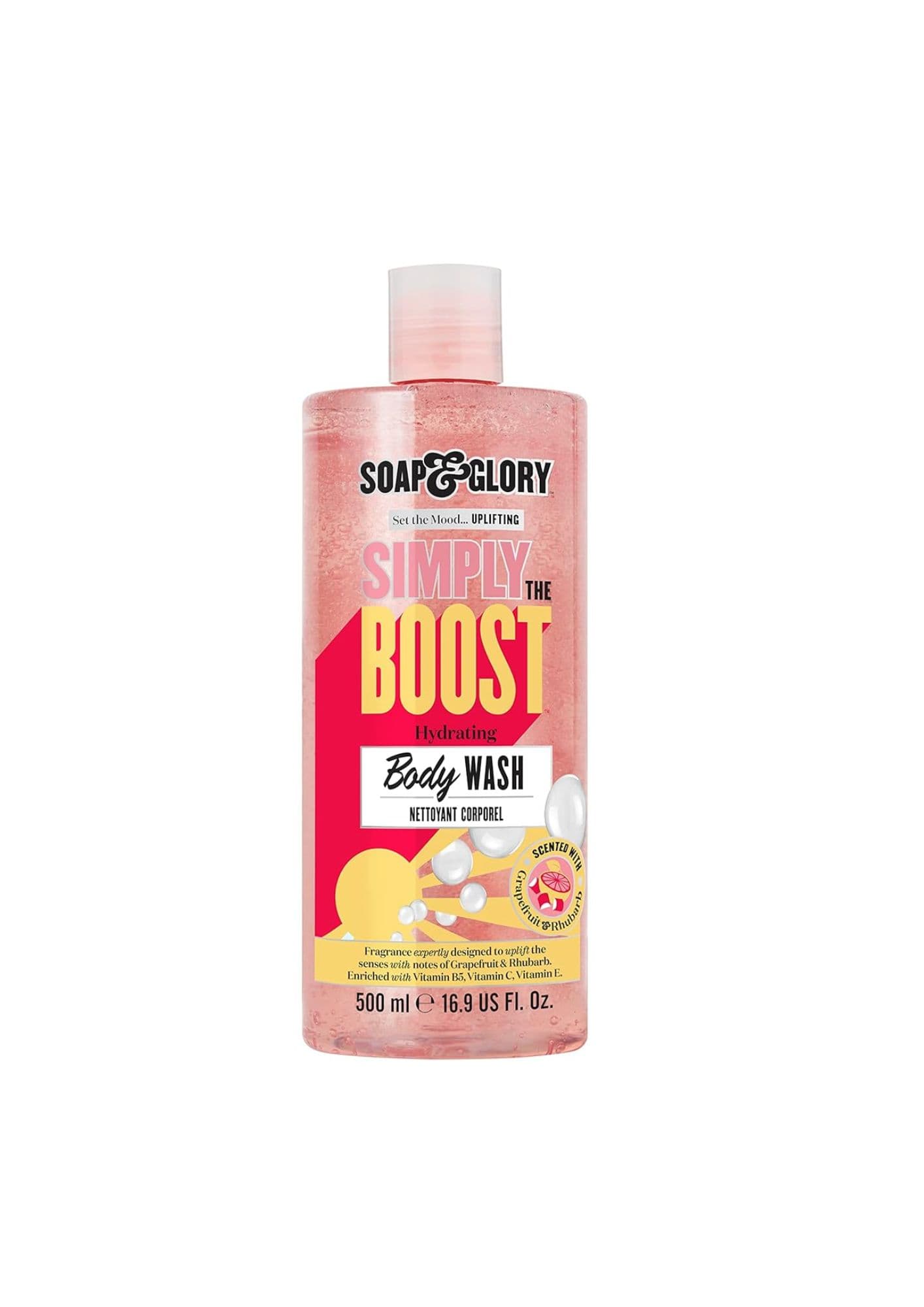 Gel de douche rafraîchissant et revitalisant à la vitamine C et E Parfum pamplemousse Simply Boost SOAP&amp;GLORY (500 ml)