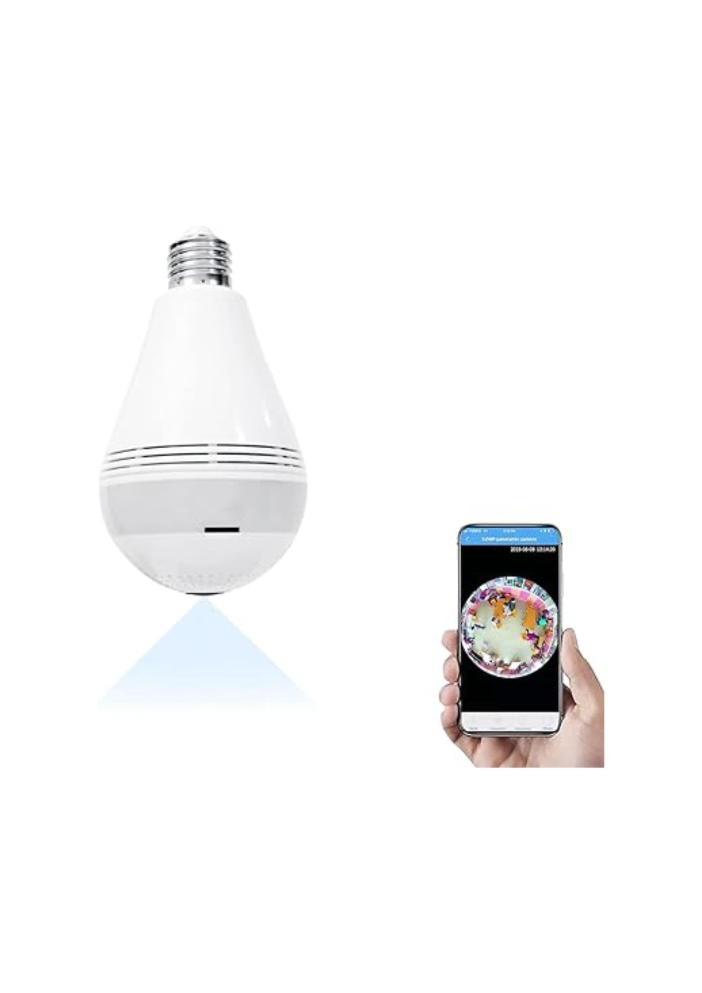 Ampoule Caméra, WiFi Floodlight Caméra de Sécurité, 360 Degrés Panoramique