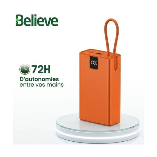 Powerbank Believe 20.000 mAh, Batterie Externe Charge Rapide 22.5W, Haute Capacité