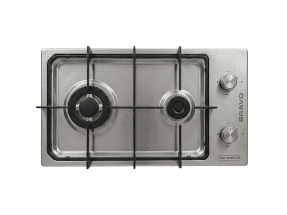 Plaque à gaz encastrable FGH30S2 BRAVO, 2 foyers, 30x50cm inox, garantie 6mois