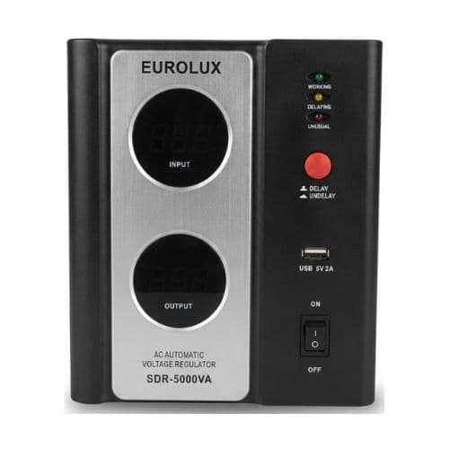 Régulateur de tension SDR, EUROLUX, 5000 VA, port USB, garantie 6mois