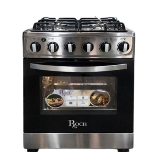 Cuisinière à Gaz ROCH RGC-60G4-G(S) 4 Brûleurs 50 x 50cm Et Four à Gaz Garantie 6 Mois SAV 1 An